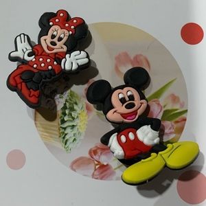 💙 Mickey and Minnie Disney Inspired Set of 2 Rubber Croc Charms